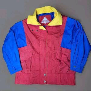 Vintage Pacer 90s Primary Color Block Jacket Mens Size Small Coat Red Blue Retro